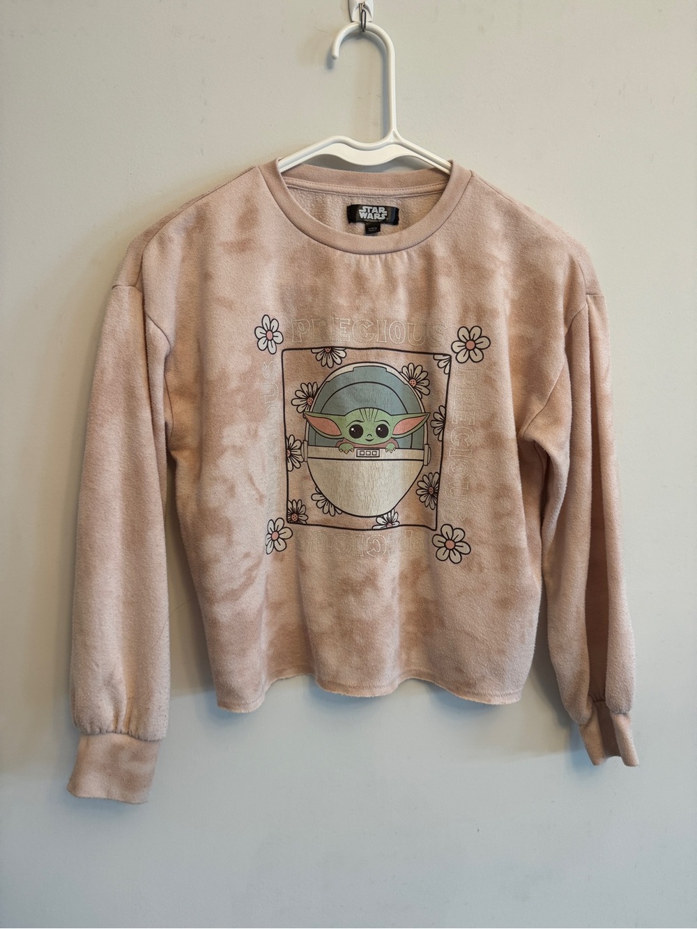 Star Wars Kids Long Sleeve Tee in Light Pink with Green Graphic